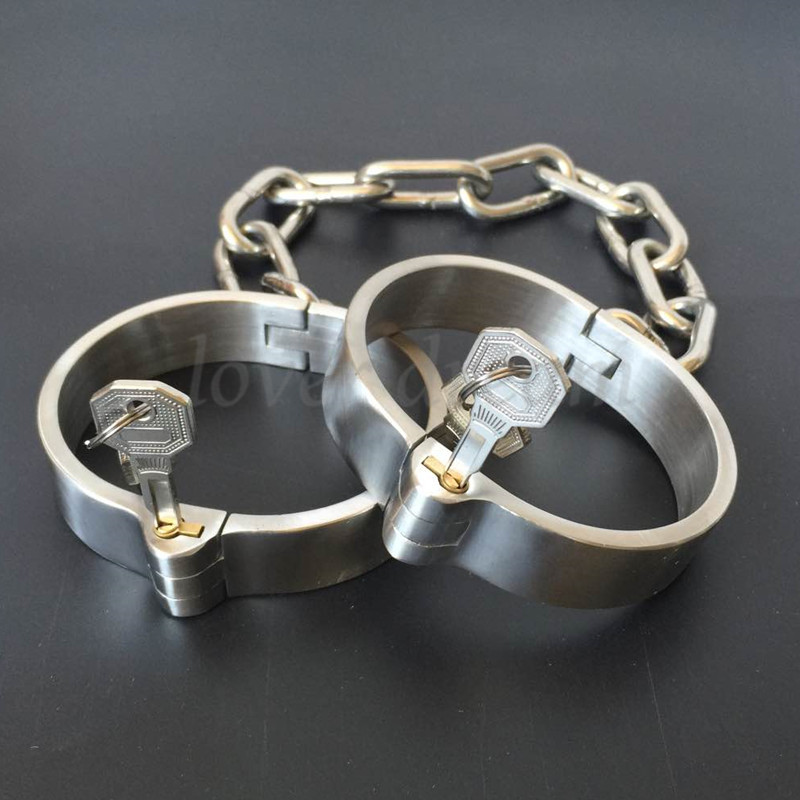 Stainless Steel Lockable Neck Collar Hand Ankle Cuffs Slave Bdsm Tool 